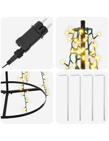 Albero di Natale LED 165 cm 540 LED Bianco caldo Acciaio Nero