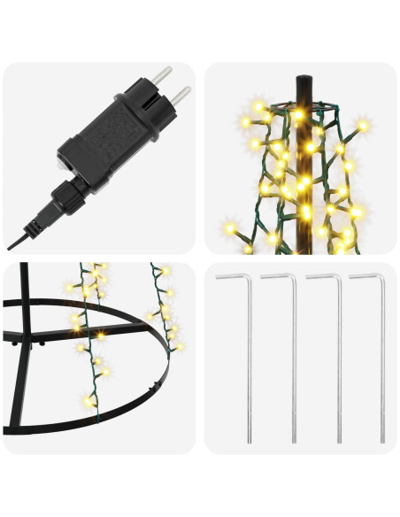 Albero di Natale LED 165 cm 540 LED Bianco caldo Acciaio Nero