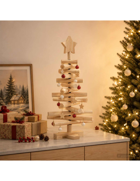 Albero di Natale in legno KOTKA 60 cm Legno Massello di Pino