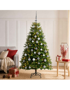 Albero di Natale Artificiale con Palline 150 cm 150 LED