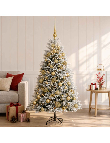 Albero di Natale Artificiale con Palline 150 cm 150 LED