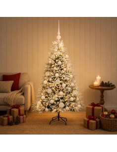 Albero di Natale Artificiale con Palline 150 cm 150 LED