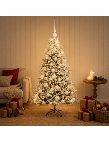 Albero di Natale Artificiale con Palline 150 cm 150 LED