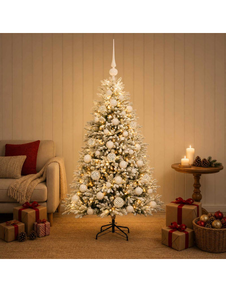 Albero di Natale Artificiale con Palline 150 cm 150 LED