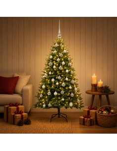 Albero di Natale Artificiale con Palline 150 cm 150 LED
