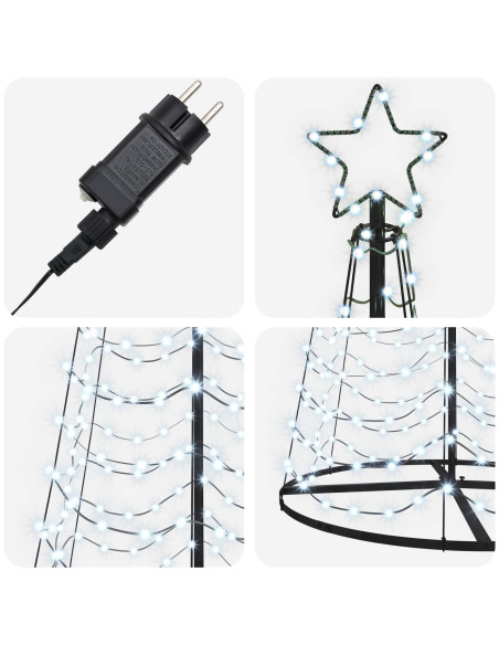 Albero di Natale LED a spirale con base EKENAS 300 cm 475 LED