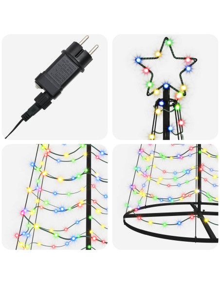 Albero di Natale LED a spirale con base EKENAS 250 cm 370 LED