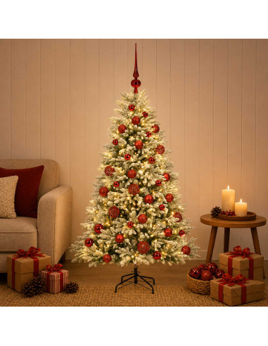 Albero di Natale Artificiale con Palline 150 cm 150 LED