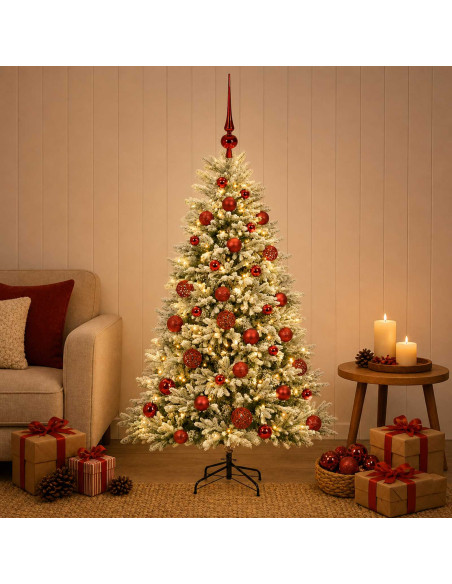 Albero di Natale Artificiale con Palline 150 cm 150 LED