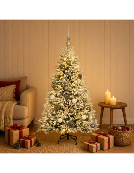 Albero di Natale Artificiale con Palline 120 cm 150 LED