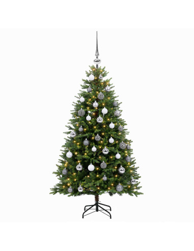 Albero di Natale Artificiale con Palline 150 cm 150 LED