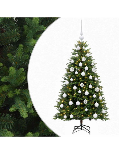 Albero di Natale Artificiale con Palline 150 cm 150 LED