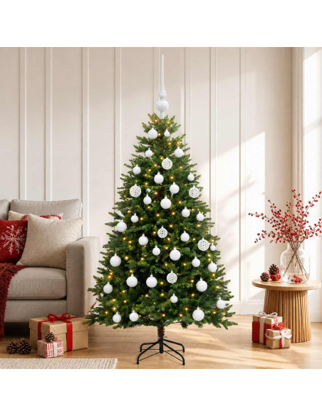 Albero di Natale Artificiale con Palline 150 cm 150 LED