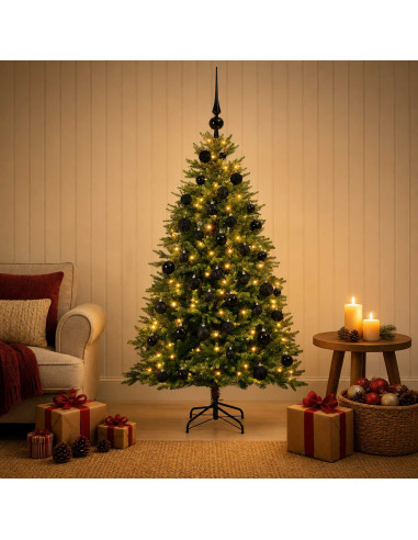 Albero di Natale Artificiale con Palline 150 cm 150 LED