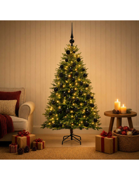 Albero di Natale Artificiale con Palline 150 cm 150 LED