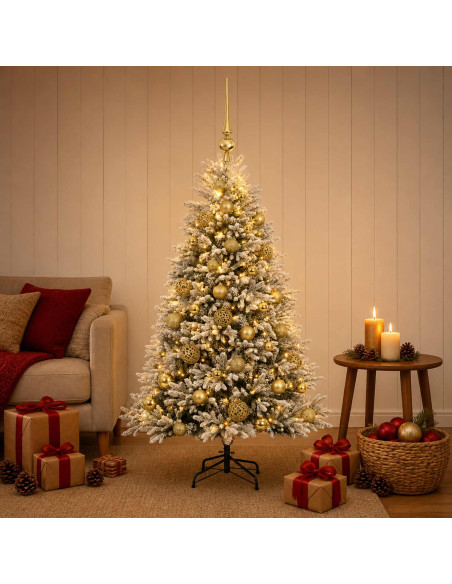 Albero di Natale Artificiale con Palline 150 cm 150 LED
