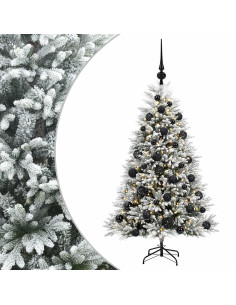 Albero di Natale Artificiale con Palline 150 cm 150 LED 2