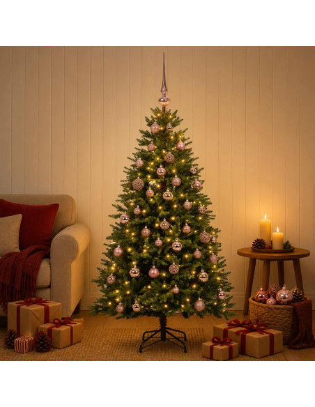 Albero di Natale Artificiale con Palline 150 cm 150 LED