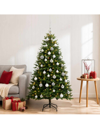 Albero di Natale Artificiale con Palline 150 cm 150 LED