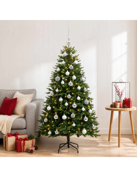 Albero di Natale Artificiale con Palline 150 cm 150 LED