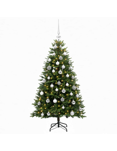 Albero di Natale Artificiale con Palline 150 cm 150 LED