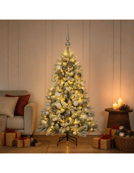 Albero di Natale Artificiale con Palline 120 cm 150 LED