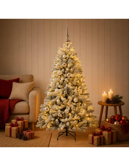 Albero di Natale Artificiale con Palline 120 cm 150 LED
