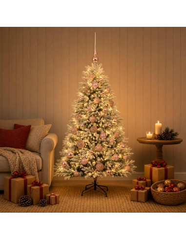 Albero di Natale Artificiale con Palline 150 cm 150 LED