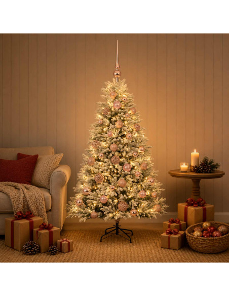 Albero di Natale Artificiale con Palline 150 cm 150 LED