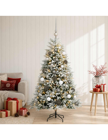 Albero di Natale Artificiale con Palline 150 cm 150 LED