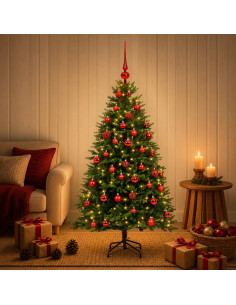 Albero di Natale Artificiale con Palline 150 cm 150 LED