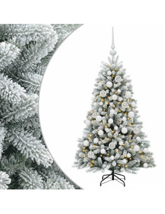 Albero di Natale Artificiale con Palline 120 cm 150 LED 2