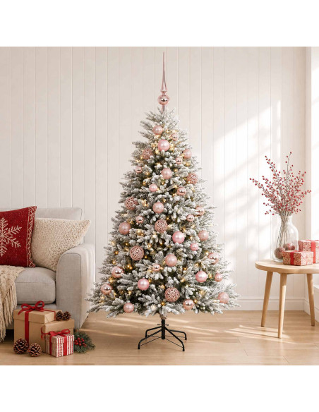 Albero di Natale Artificiale con Palline 150 cm 150 LED