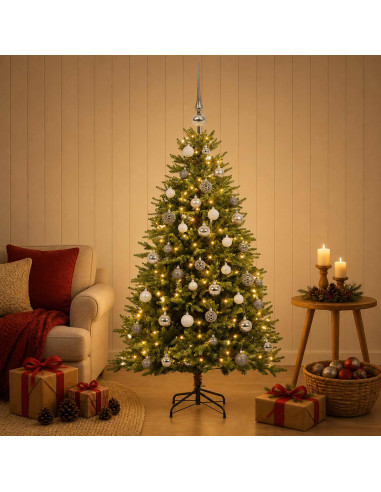 Albero di Natale Artificiale con Palline 120 cm 150 LED