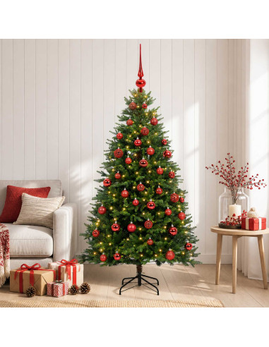 Albero di Natale Artificiale con Palline 150 cm 150 LED
