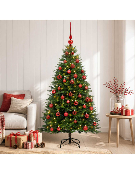 Albero di Natale Artificiale con Palline 150 cm 150 LED