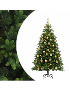 Albero di Natale Artificiale con Palline 150 cm 150 LED 2