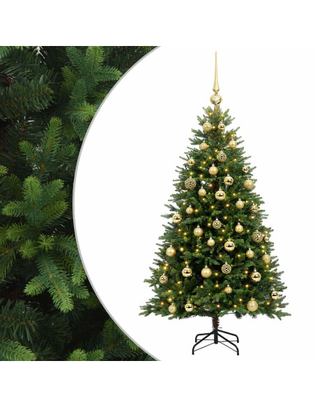 Albero di Natale Artificiale con Palline 150 cm 150 LED