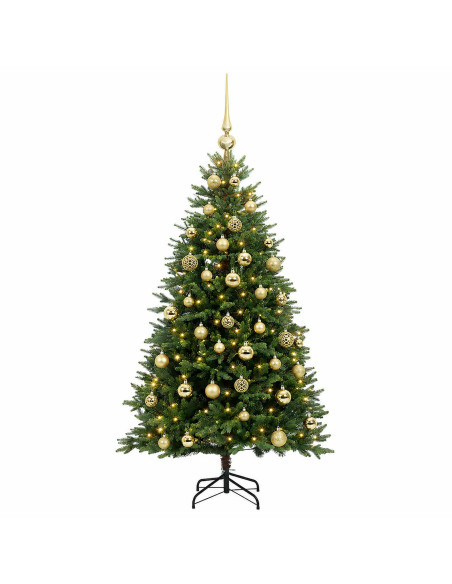 Albero di Natale Artificiale con Palline 150 cm 150 LED