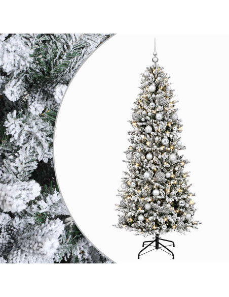 Albero di Natale artificiale con palline 240 cm 300 LED