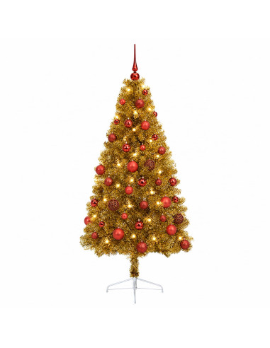 Albero di Natale artificiale con palline 120 cm 150 LED