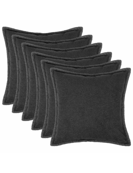 Federa 6 pz HOUTEN Grigio Scuro 35 x 35 cm Bouclé