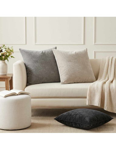 Federa 2 pz HEERLEN Antracite 60 x 60 cm Tessuto Chenille