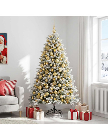 Albero di Natale Artificiale con Palline 210 cm 300 LED