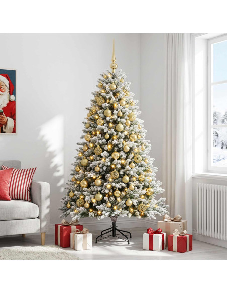 Albero di Natale Artificiale con Palline 210 cm 300 LED