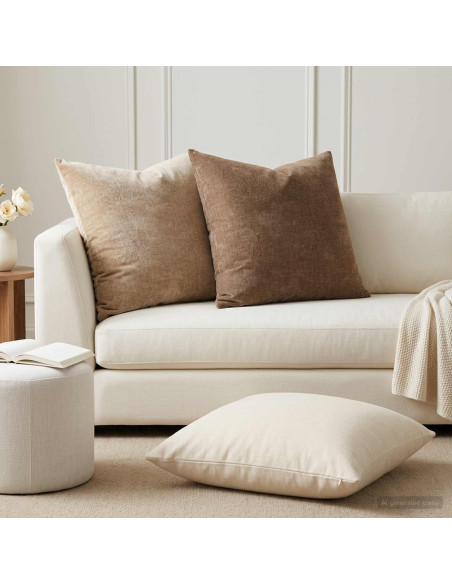 Federa 6 pz HEERLEN Crema 80 x 80 cm Tessuto Chenille
