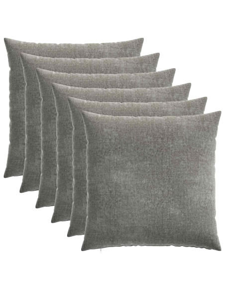 Federa 6 pz HEERLEN Grigio Scuro 80 x 80 cm Tessuto Chenille