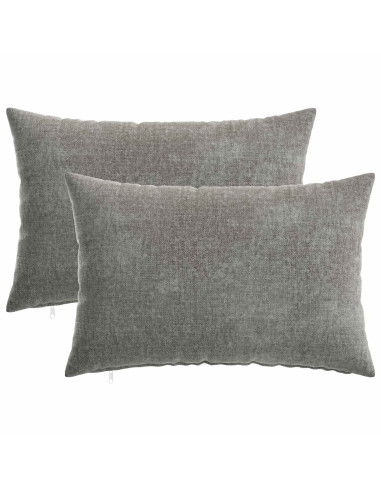 Federa 2 pz HEERLEN Grigio Scuro 50 x 75 cm Tessuto Chenille