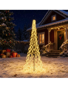 Albero di Natale LED 285 cm 1550 LED Bianco caldo Acciaio Nero