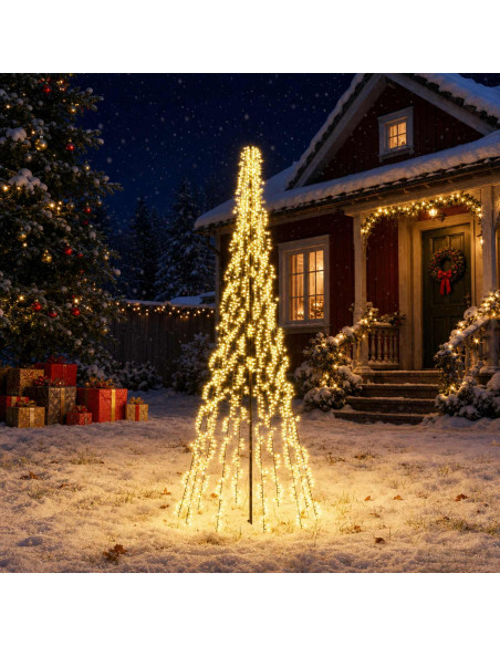 Albero di Natale LED 285 cm 1550 LED Bianco caldo Acciaio Nero